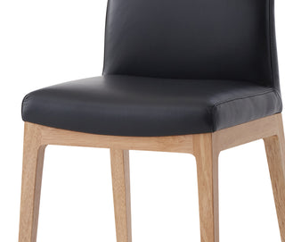 Sunvega Black Leather Walnut Finish Side Chair Set of 2 with Padded Seat
