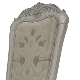 Sunvega Bone-White Tufted Side Chair with Carved Claw Legs and Patterned Upholstery