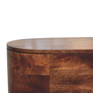 Sunvega Solid Mango Wood Honey Caramel Finish Rounded Lid-Up Blanket Box