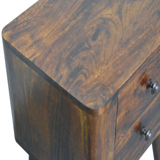 Sunvega Bera Chestnut Bedside Table with 2 Drawers and Nordic Legs