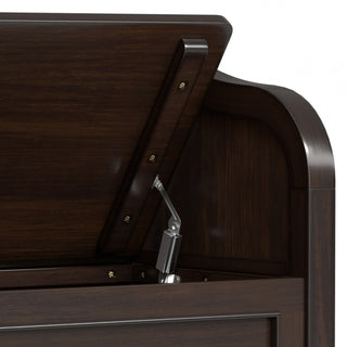 Sunvega Handcrafted Solid Wood Storage Bench with Dark Chestnut Brown Stain