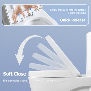 Sunvega 1.1/1.6 GPF Dual Flush Elongated Comfort Height One-Piece Toilet with Soft Closing Seat
