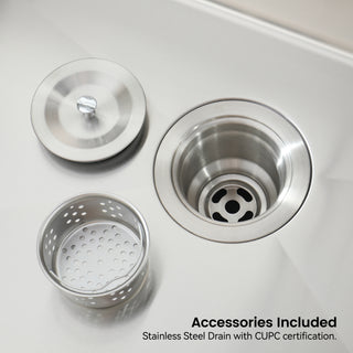 Sunvega 32x19 Inch Overmount Single Bowl Kitchen Sink in Brushed Nickel