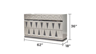Sunvega Modern High Gloss Lacquer Dresser with Gold Crystal Accents