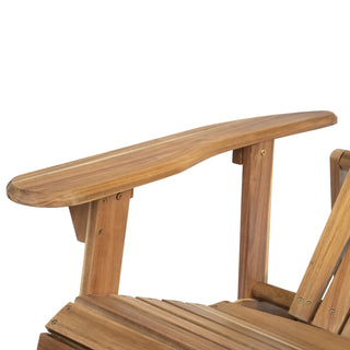 Sunvega Folding Acacia Wood Adirondack Chair with Slatted Seat and Rustic Design