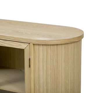 Sunvega Modern Farmhouse Sideboard Cabinet with Glass Doors and Adjustable Shelves for Kitchen Dining Room