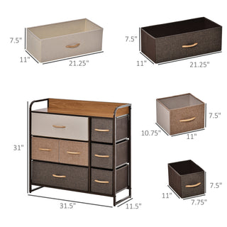 Sunvega 7-Drawer Storage Organizer with Foldable Fabric Drawers and Steel Frame