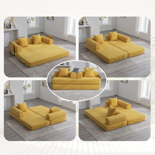 Sunvega Foldable Compressible Sofa with Metal Frame and Cushions for Small Spaces