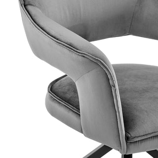 Sunvega Gray Velvet Dining Room Accent Chair with Black Finish and Stable Wood Base