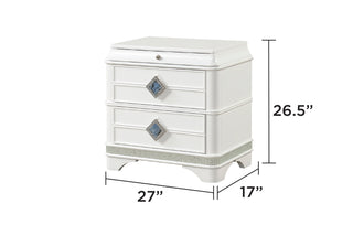 Sunvega Modern Style Nightstand with Soft-Closing Drawers and Crystal Accents