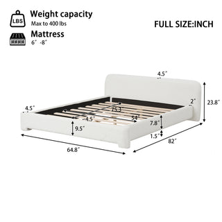 Sunvega Cozy White Bouce Upholstered Bed with Birch Wood Frame for Bedroom