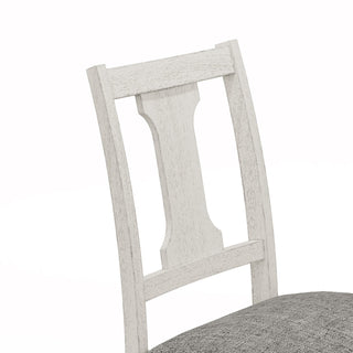 Sunvega Set of 2 White Frame Gray Linen Upholstered Dining Side Chairs