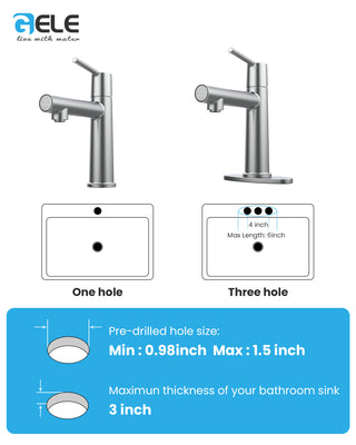 Sunvega Premium Chrome Single Handle Bathroom Faucet with Fountain and Flow Mode