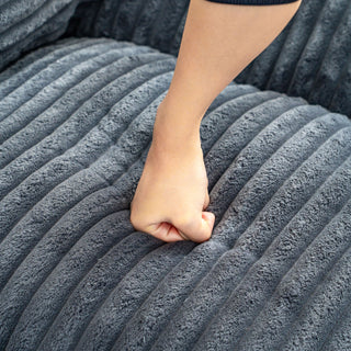 Sunvega Oversized Comfy Beige Bean Bag Chair with Supportive Armrests for Living Room