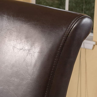 Sunvega 30.25'' High Swivel Bar Stool with Ergonomic Backrest and Leather Seat