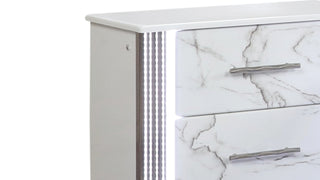 Sunvega Desire Nightstand with Marble-Inspired Drawer Fronts and Integrated LED Side Lighting