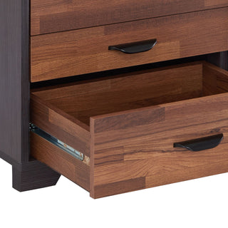 Sunvega Contemporary Eloy White and Black Finish Accent Night Table with 3 Drawers
