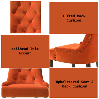 Sunvega Two-Tone Beige Fabric Side Chair with Reclaimed Gray Finish and Nailhead Trim