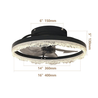 Sunvega 24" Modern Flush Mount LED Ceiling Fan Light with Decorative Acrylic Ring