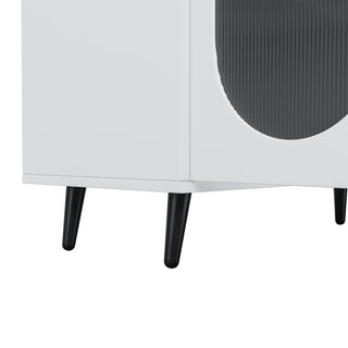 Sunvega White Accent Cabinet with 4 Acrylic Doors for Hallway Living Room