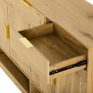 Sunvega 59.1-Inch Farmhouse Sideboard with 3 Drawers and 4 Doors for Ample Storage