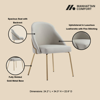 Sunvega Modern Upholstered Leatherette Dining Chair with Gold Steel Frame