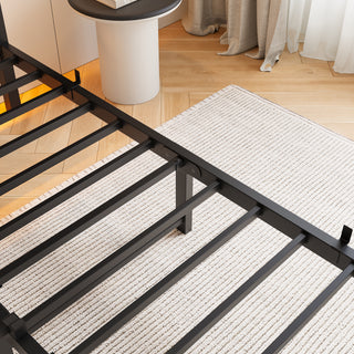 Sunvega Twin Size Heavy Duty LED Bed Frame with USB Charging and Headboard