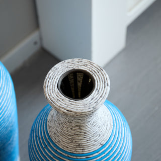 Sunvega Hand-Woven PVC Rattan Vases Set of 3 Brown Farmhouse Floor Decor