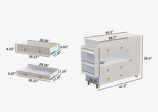 Sunvega Modern White Dresser with 3 Drawers and Wide Table Top for Bedroom