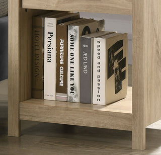 Sunvega Light Oak Finish Nightstand with Drawer and Open Shelf