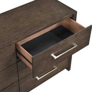 Sunvega Solid Rubberwood Nightstand with Two Drawers in Dark Walnut Finish