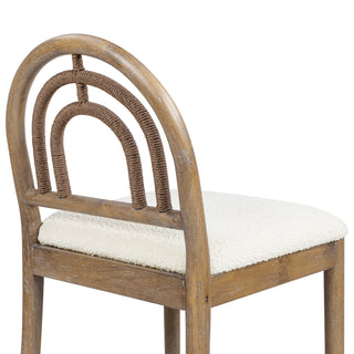 Sunvega Arched Back Wood and Upholstered Counter Stool Set of 2 in Ivory White Boucle