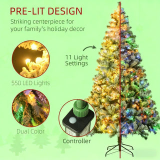 Sunvega Pencil Artificial Xmas Tree with Faux Snow Flocked Full Branch Tips Flame-retardant