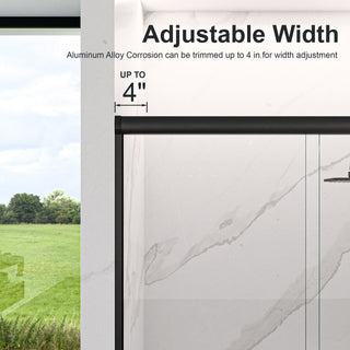 Sunvega 44-48 Inch Wide 72 Inch High Semi-Frameless Double Sliding Shower Door