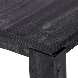 Sunvega Black Reclaimed Wood Look Dining Table with Block Legs Seats 6
