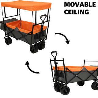 Sunvega Collapsible Wagon with Canopy 480Lbs Capacity 7" All-Terrain Wheels and Mosquito Net