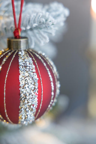 Sunvega Glass Glitter Painted Christmas Ball Ornaments Set of 12 for Holiday Decor