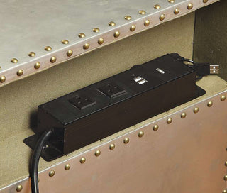 Sunvega Industrial Aluminum Nightstand with USB Power Dock and Nailhead Trim
