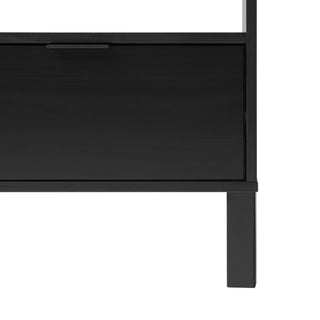 Sunvega Modern Minimalist Curved-Top Solid Pine Wood Nightstand with Drawer and Cubby