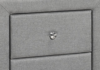 Sunvega Upholstered Nightstand with Two Drawers in Grey Linen Look Fabric