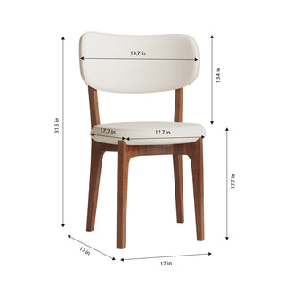 Sunvega Modern PU Leather Dining Chairs with Solid Wood Legs for Family Kitchen