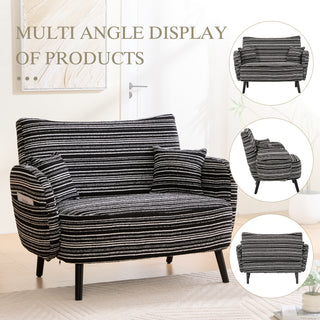 Sunvega Modern Two-Seater Sofa with Tufted Backrest and Convenient Side Storage Pockets