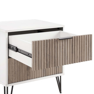 Sunvega Modern Glam Nightstand with Gold Metal Handles and Splayed Legs for Bedroom
