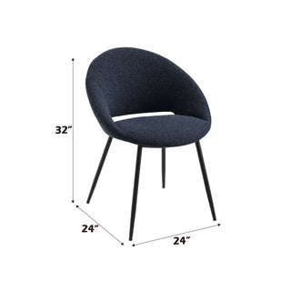 Sunvega White Boucle & Black Finish Side Chair with Padded Seat & Back Cushion