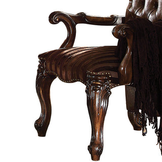 Sunvega Light Brown and Cherry Oak Tufted Arm Chair Set of 2 with Plush Padding