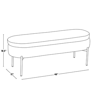 Sunvega Glam Contemporary Storage Bench with Chrome Metal Base and Faux Leather