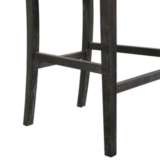 Sunvega Retro Bar Stools Set of 2 with Grey Fabric Sponge Cushion and Black Distressed Rubberwood Frame