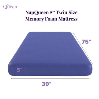 Sunvega 5 Inch Twin Size Memory Foam Mattress for Kids in Blue