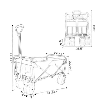 Sunvega Collapsible Foldable Wagon Cart with Strapping System and 3-Pcs Plastic Liner
