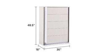 Sunvega Contemporary White 5-Drawer Chest with Diamond-Patterned LED Side Accents and Textured Fronts